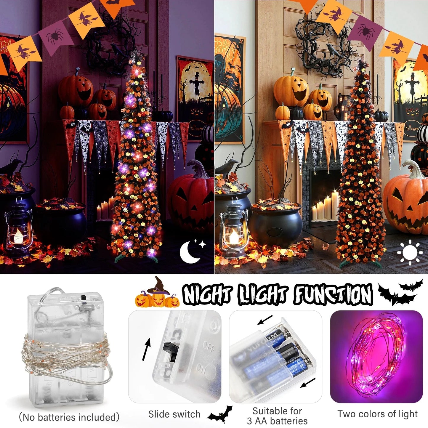 Ayieyill 5ft Halloween Tree Prelit, Pencil Pop up Tree with Light Halloween Decoration | Indoor | Black nirvanaguru
