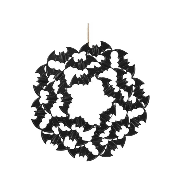 Way to Celebrate 21.50-Inch Black Metal Bat Wreath Décor – Halloween Decoration nirvanaguru