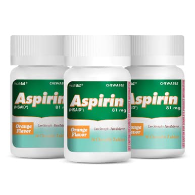 HealthA2Z® Aspirin 81 mg | Low Strength | Enteric Coated | Pain Relief | Reduces Minor Aches Muscle Pain & Cramps | Fever Reducer | Reduces Headache (365 Counts)