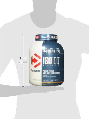 Dymatize ISO100 Whey Protein Powder Isolate, Gourmet Chocolate, 25g of Protein, 20 Servings, 5.5g BCAAs, Less Than 120 Cal., Gluten Free, 1g Fat, 1g Sugar, 2g Carb