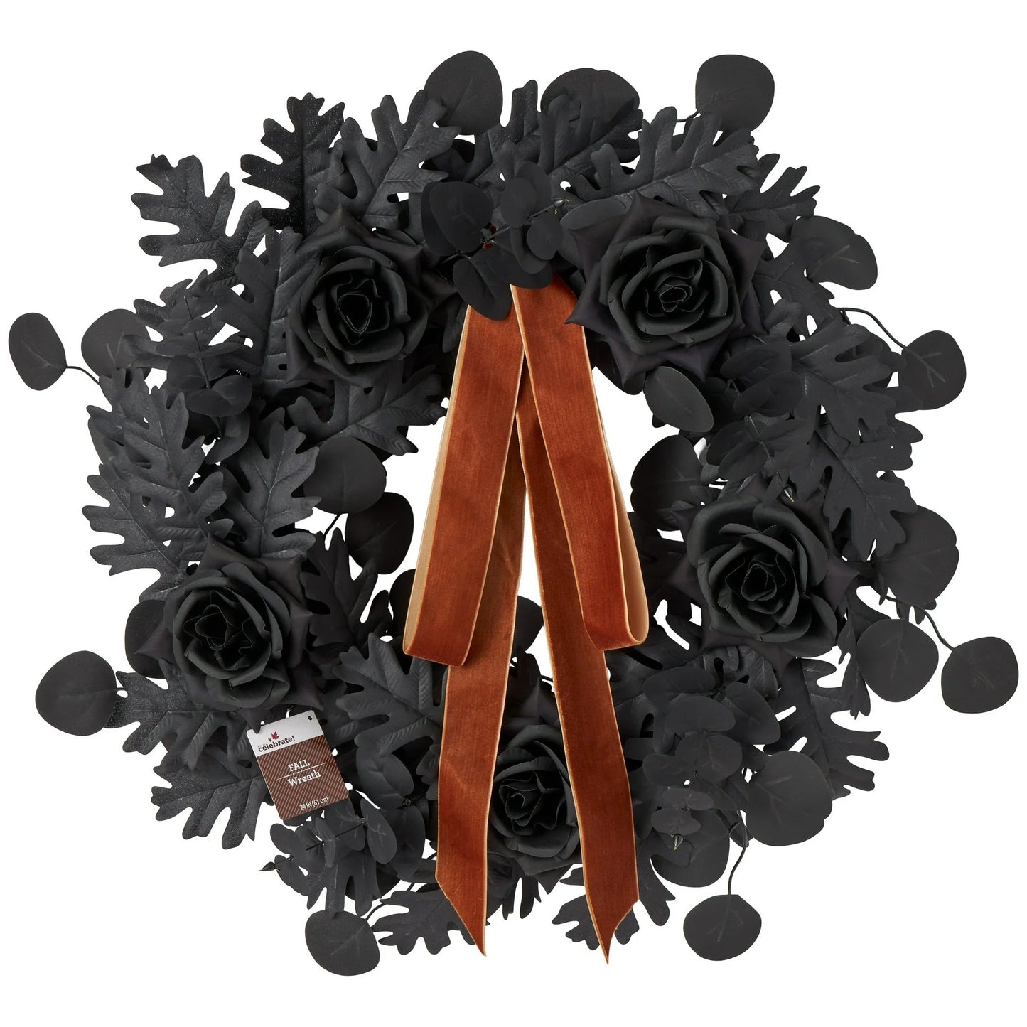 Oak Leaves and Roses Wreath, Black, 24", Halloween by Way To Celebrate nirvanaguru