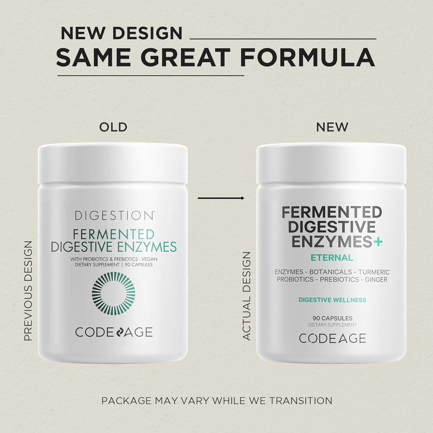 Codeage Fermented Digestive Enzymes Supplement 3-Month Supply - 14 Digestive Enzymes, Probiotics, Prebiotics, Fermented Botanicals, Plant-Based Multi Pancreatic Enzymes - 1 Capsule a Day - 90 Capsules - Nirvana Guru