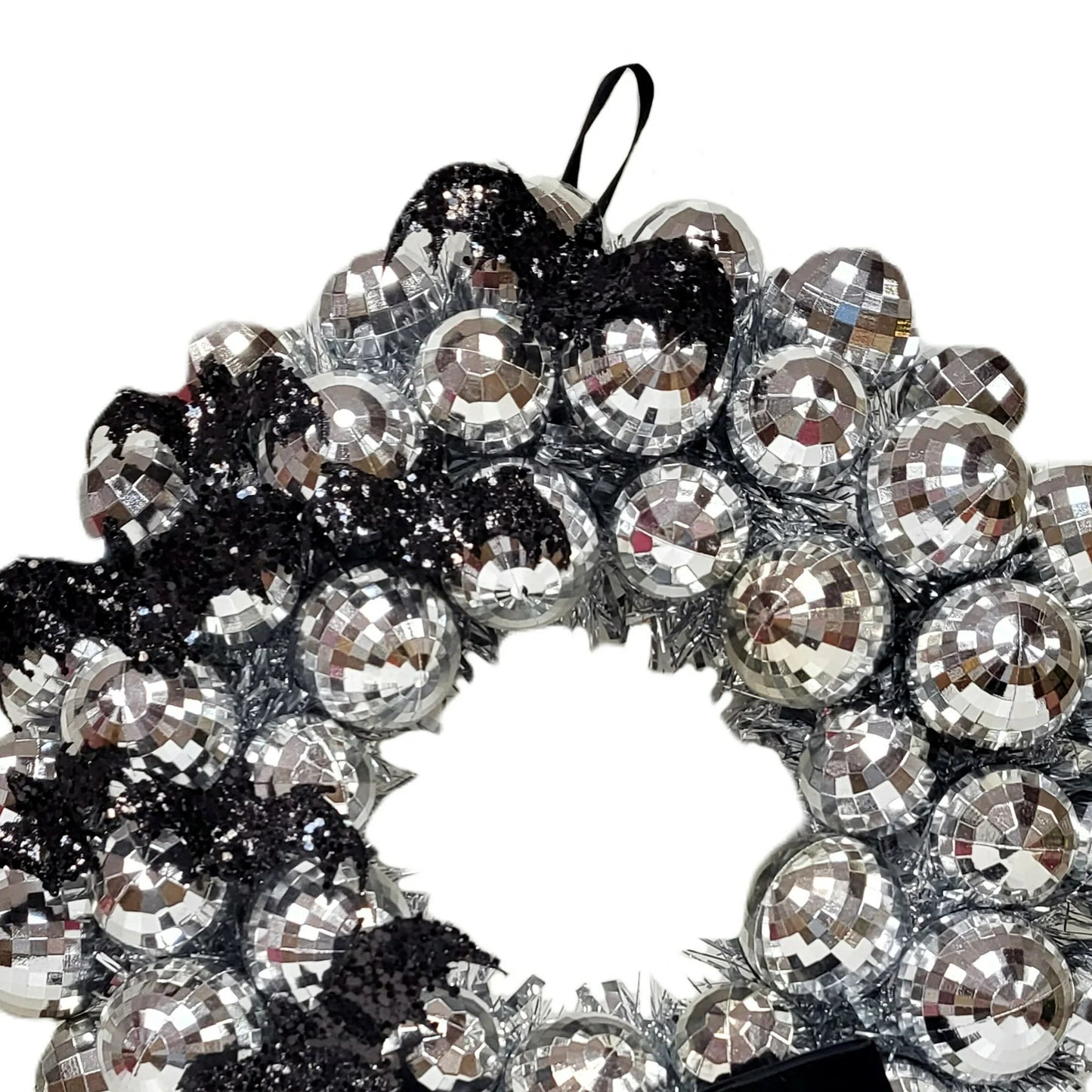 Disco Ball and Bats Wreath, Silver and Black, 17", Halloween by Way To Celebrate nirvanaguru