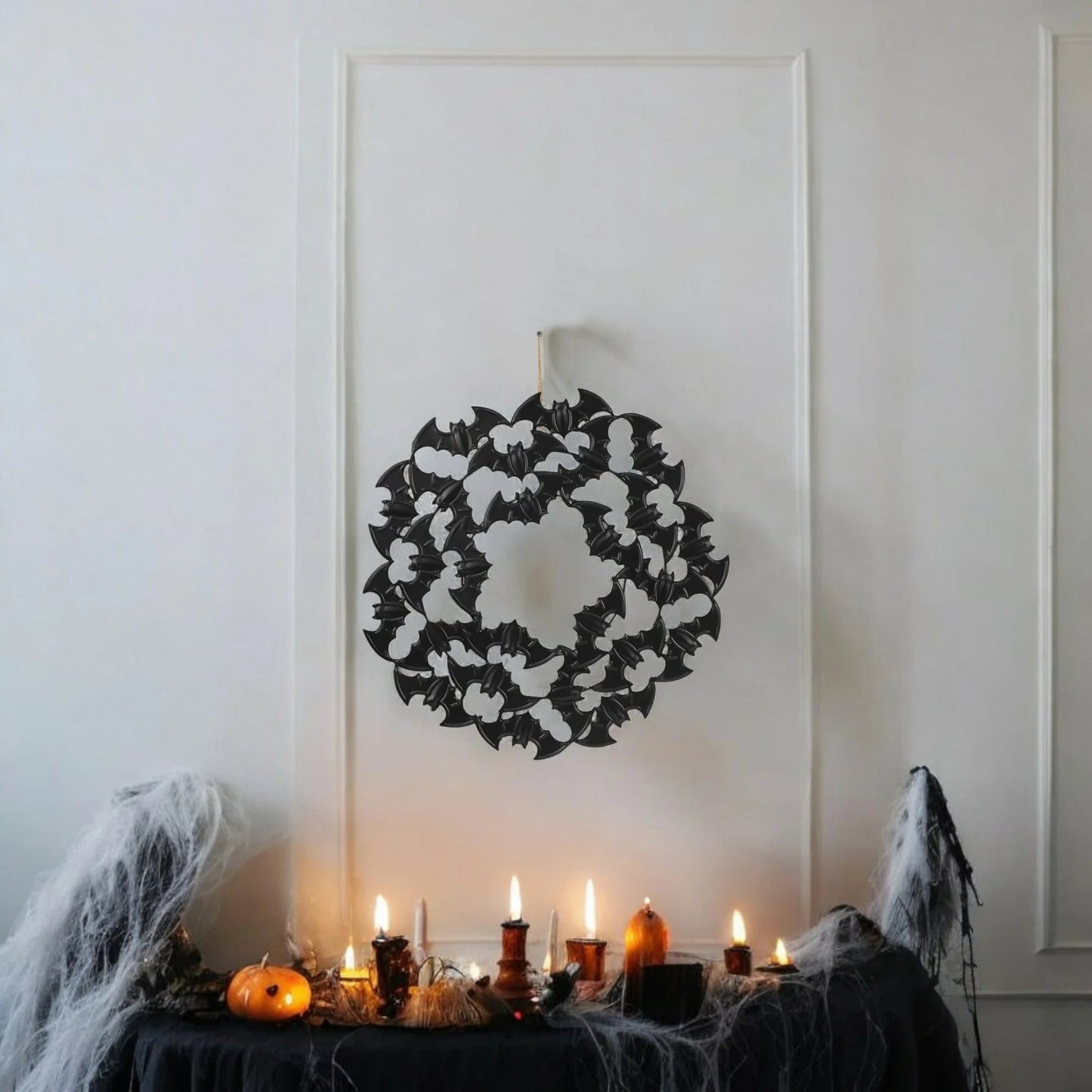 Way to Celebrate 21.50-Inch Black Metal Bat Wreath Décor – Halloween Decoration nirvanaguru