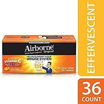 Airborne 1000mg Vitamin C + Zinc Sugar Free Multivitamin Immune Support Effervescent Fizzy Drink Tablets, Zesty Orange Flavor with Powerful Antioxidants Vitamins A C & E, 30 Tablets (3 Pack) Nirvana Guru
