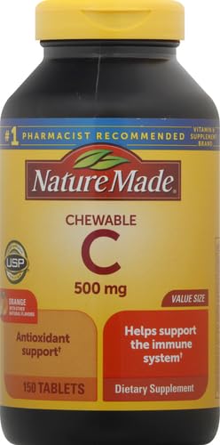 Nature Made Chewable Vitamin C 500 mg, Dietary Supplement for Immune Support, 150 Tablets, 150 Day Supply - Nirvana Guru