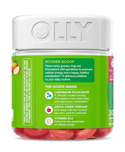 OLLY Metabolism Gummy Rings, Apple Cider Vinegar, Vitamin B12, Chromium, Energy and Digestive Health, Chewable Supplement, Apple Flavor - 30 Count Nirvana Guru