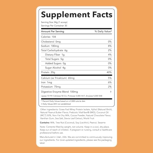 Clean Simple Eats Whey Protein Powder, Simply Vanilla Flavor Naturally Sweetened, 100% Grass Fed Protein Powder with Digestive Enzymes & No Artificial Ingredients, Gluten Free, 30 Servings