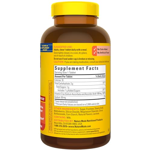 Nature Made Chewable Vitamin C 500 mg, Dietary Supplement for Immune Support, 150 Tablets, 150 Day Supply - Nirvana Guru
