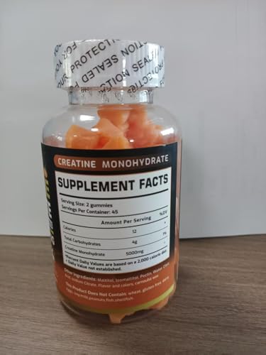 Creatine Monohydrate Gummies 5000mg for Men & Women, Chewables Creatine Monohydrate for Muscle Strength, Muscle Builder, Energy Boost, Pre-Workout Supplement(90 Count)-Strawberry.