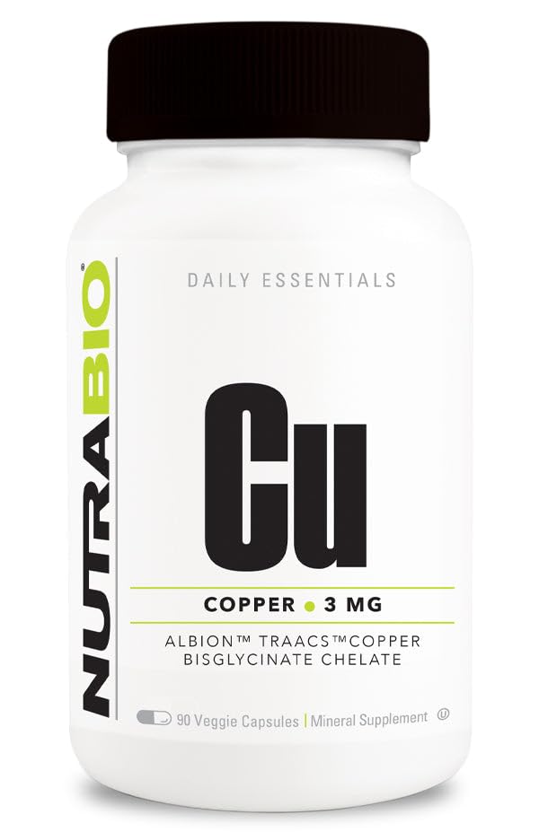 NutraBio Chelated Copper Bisglycinate Supplement (3mg), Immune Support - Copper Supplement- 90 Capsules Nirvana Guru