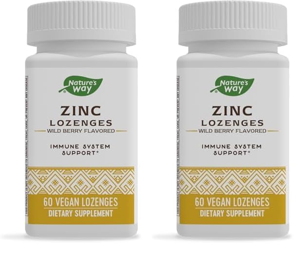 Nature's Way Zinc Lozenges with Vitamin C & Echinacea, Immune Support*, 23 mg of Zinc & 100 mg of Vitamin C per Serving, Wild Berry Flavored, 60 Lozenges (Packaging May Vary) - Nirvana Guru
