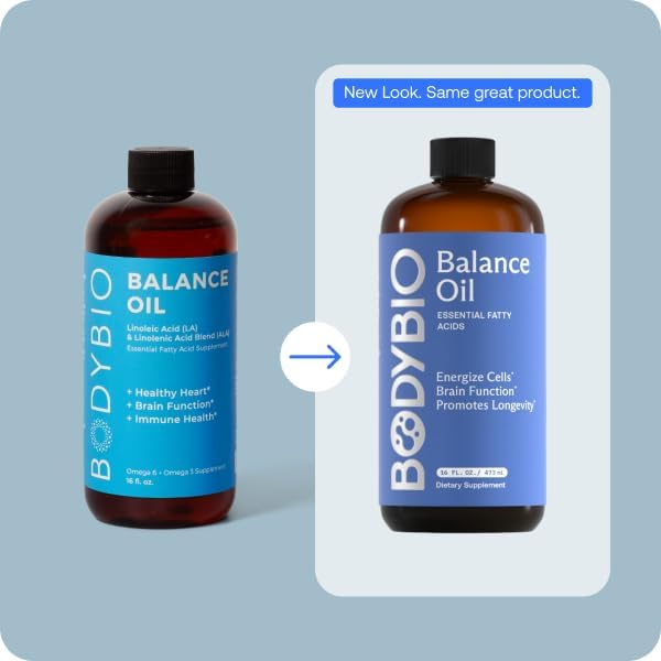 BodyBio Balance Oil - Vegan Omega 3 6 Supplement – Cold-Pressed Safflower & Flaxseed Oil – Supports Brain Function, Healthy Skin, and Mood Nirvana Guru