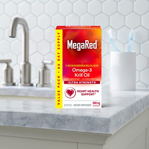 MegaRed - Omega-3 Krill Oil 350mg Softgels (130 Count in A Bottle), EPA & DHA Omega-3 Fatty Acids with No Fishy Aftertaste Unlike Fish Oil, Contains Antioxidant Astaxanthin - Nirvana Guru