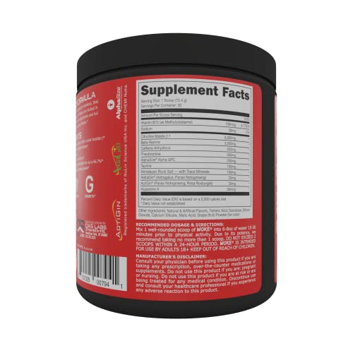 Bucked Up - Woke - HIGH STIM Pre Workout - Best Tasting - Focus Nootropic, Pump, Strength and Growth, 30 Servings (Strawberry Kiwi) Nirvana Guru