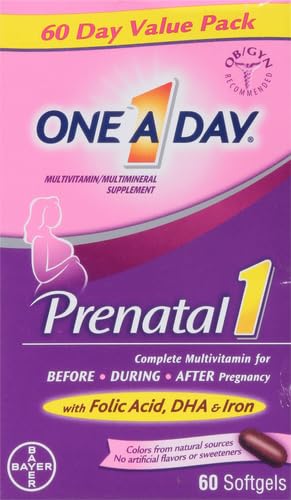 ONE A DAY Women's Prenatal 1 Multivitamin including Vitamins A, C, D, B6, B12, Iron, Omega-3 DHA & more - Supplement for Before, During, & Post Pregnancy, 30 Ct (Pack of 1)(Packaging May Vary) Nirvana Guru