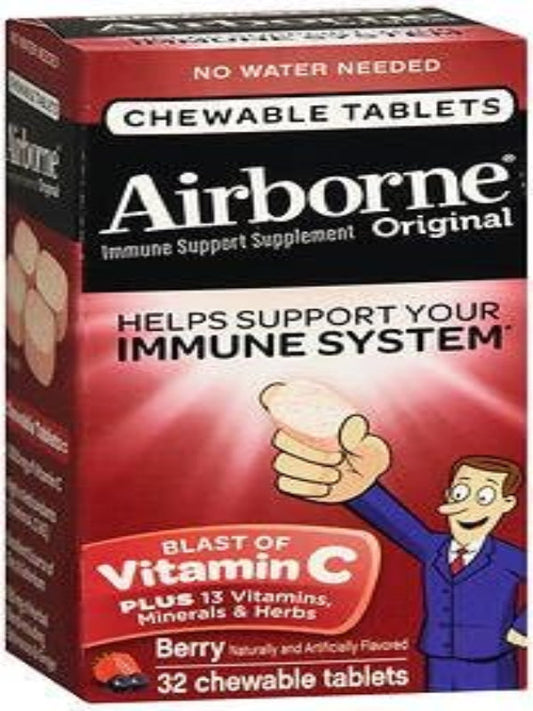 Airborne Very Berry Chewable Tablets, 32 count - 1000mg of Vitamin C - Immune Support Supplement (Packaging May Vary) ( Pack of 3) Nirvana Guru