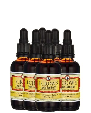 J.CROW'S® Lugol's Solution of Iodine 2% 2 oz (1 Bottle) – Premium Potassium Iodide Liquid, Supports Thyroid & Energy, Gluten &, Alcohol-Free Natural Brine Extract, No Expiration Nirvana Guru