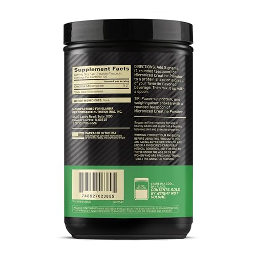 Optimum Nutrition Micronized Creatine Monohydrate Powder, Unflavored, 120 Servings, 600 Grams (Packaging May Vary) Nirvana Guru