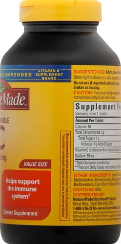 Nature Made Chewable Vitamin C 500 mg, Dietary Supplement for Immune Support, 150 Tablets, 150 Day Supply - Nirvana Guru