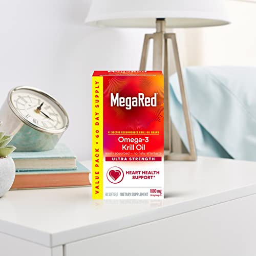 MegaRed - Omega-3 Krill Oil 350mg Softgels (130 Count in A Bottle), EPA & DHA Omega-3 Fatty Acids with No Fishy Aftertaste Unlike Fish Oil, Contains Antioxidant Astaxanthin - Nirvana Guru