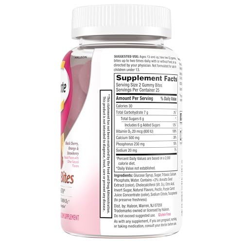 Caltrate Gummy Bites 500 mg Calcium and Vitamin D Supplement, Black Cherry, Strawberry, Orange - 100 Count Nirvana Guru