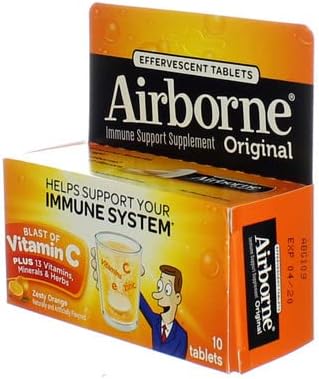 Airborne Effervescent Tablets Zesty Orange - 10 ct, Pack of 5 Nirvana Guru