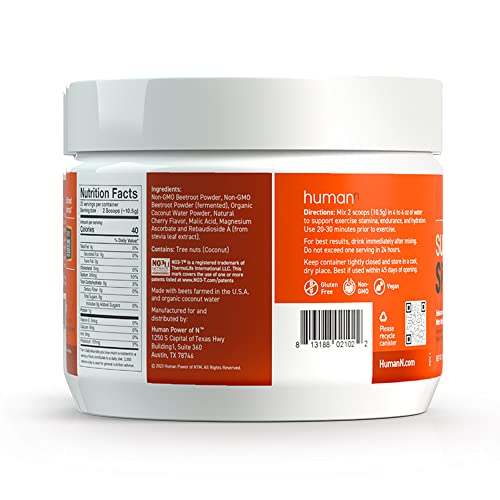 HumanN SuperBeets Sport Endurance Pre Workout Powder – NSF Certified – Nitric Oxide Supplement – Caffeine, Creatine & Stimulant Free Energy – Wild Cherry Flavor, 20 Servings - Nirvana Guru