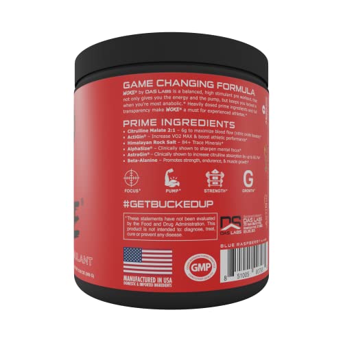 Bucked Up - Woke - HIGH STIM Pre Workout - Best Tasting - Focus Nootropic, Pump, Strength and Growth, 30 Servings (Strawberry Kiwi) Nirvana Guru