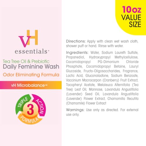 vH essentials, Ph Balanced Daily Feminine Wash, Tea Tree Oil & Prebiotic, 6, Fl Oz, (Pack Of 1) 54306 Clear Nirvana Guru