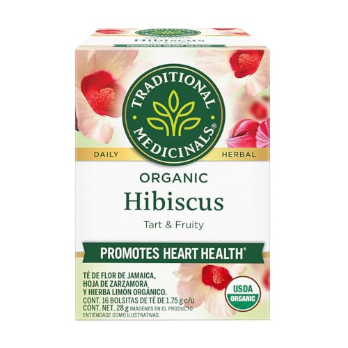 Traditional Medicinals - Organic Hibiscus Herbal Tea (6 Pack) - Supports Heart Health - 96 Tea Bags Total - Nirvana Guru