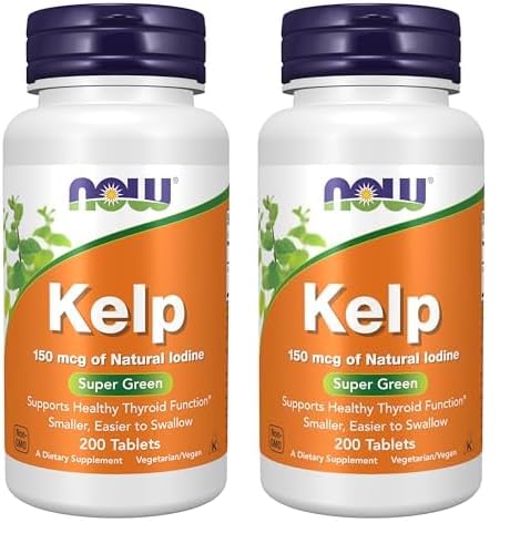 NOW Foods Supplements, Kelp 150 mcg of Natural Iodine, Easier to Swallow Tablet, Super Green, 200 Tablets Nirvana Guru