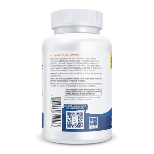 Nordic Naturals Vitamin D3 Gummies, Wild Berry - 120 Gummies - 1000 IU Vitamin D3, 1.4 mg Iron - Great Taste - Healthy Bones, Mood & Immune System Function - Non-GMO - 120 Servings - Nirvana Guru
