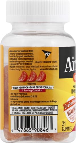 Airborne 750mg Vitamin C Gummies For Adults, Immune Support Supplement with Powerful Antioxidants Vitamins C & E - 42 Gummies, Very Berry Flavor Nirvana Guru