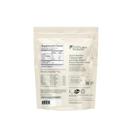 Great Lakes Wellness Collagen Peptides Powder for Skin, Hair, Nails, Joints & Digestion - Unflavored - Quick Dissolve Hydrolyzed, Non-GMO, Keto, Kosher - 16oz
