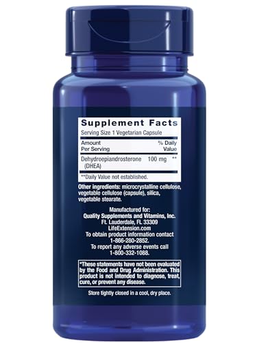 Life Extension DHEA 25 mg – For Hormone Balance, Immune Support, Sexual Health and Anti-Aging - Supports Memory & Mood - Non-GMO, Gluten-Free, Vegetarian - 100 Dissolve-In-Mouth Tablets - Nirvana Guru