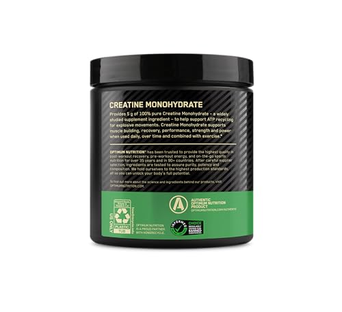 Optimum Nutrition Micronized Creatine Monohydrate Powder, Unflavored, 120 Servings, 600 Grams (Packaging May Vary) Nirvana Guru