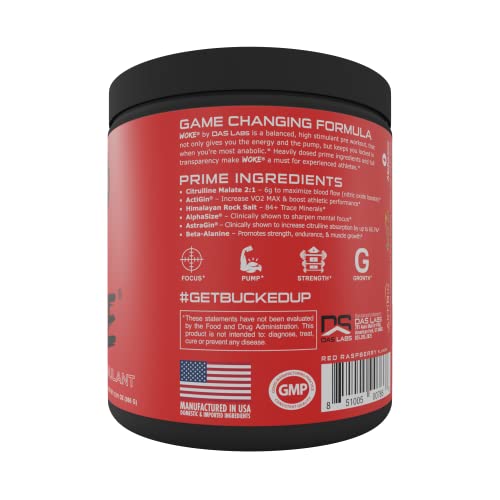 Bucked Up - Woke - HIGH STIM Pre Workout - Best Tasting - Focus Nootropic, Pump, Strength and Growth, 30 Servings (Strawberry Kiwi) Nirvana Guru