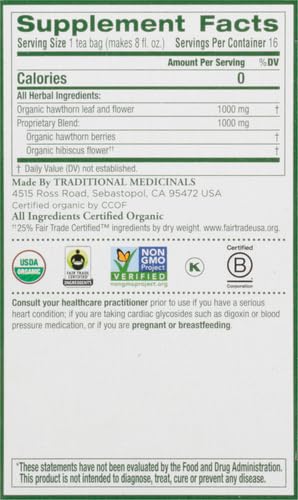 Traditional Medicinals - Organic Hibiscus Herbal Tea (6 Pack) - Supports Heart Health - 96 Tea Bags Total - Nirvana Guru