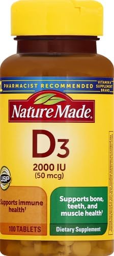 Nature Made Vitamin D3 2000 IU (50 mcg), Dietary Supplement for Bone, Teeth, Muscle and Immune Health Support, 400 Tablets, 400 Day Supply - Nirvana Guru