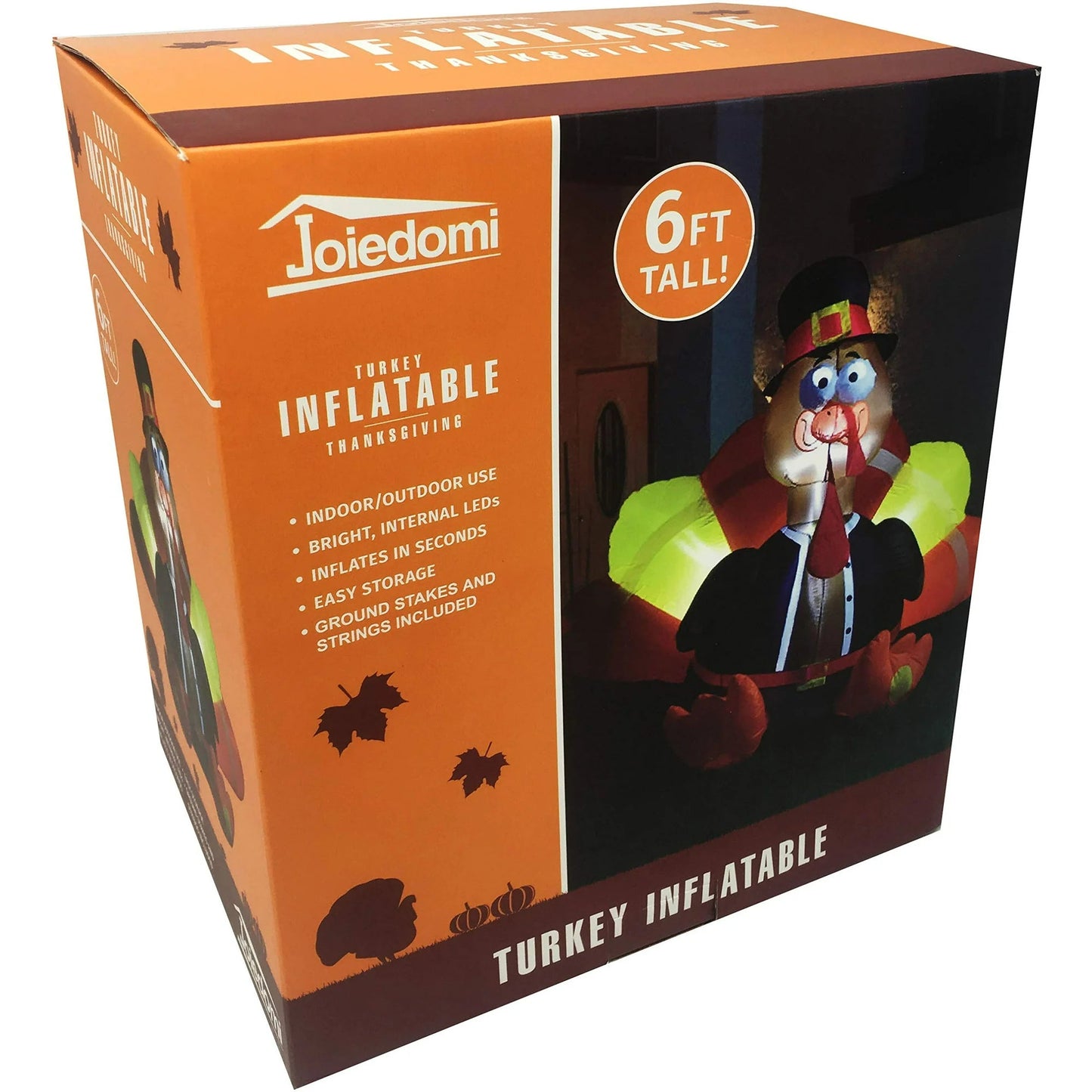 Joyfy 6FT Thanksgiving Inflatable Turkey with Pilgrim Hat and LED , Perfect for Thanksgiving Yard Inflatable Decorations nirvanaguru