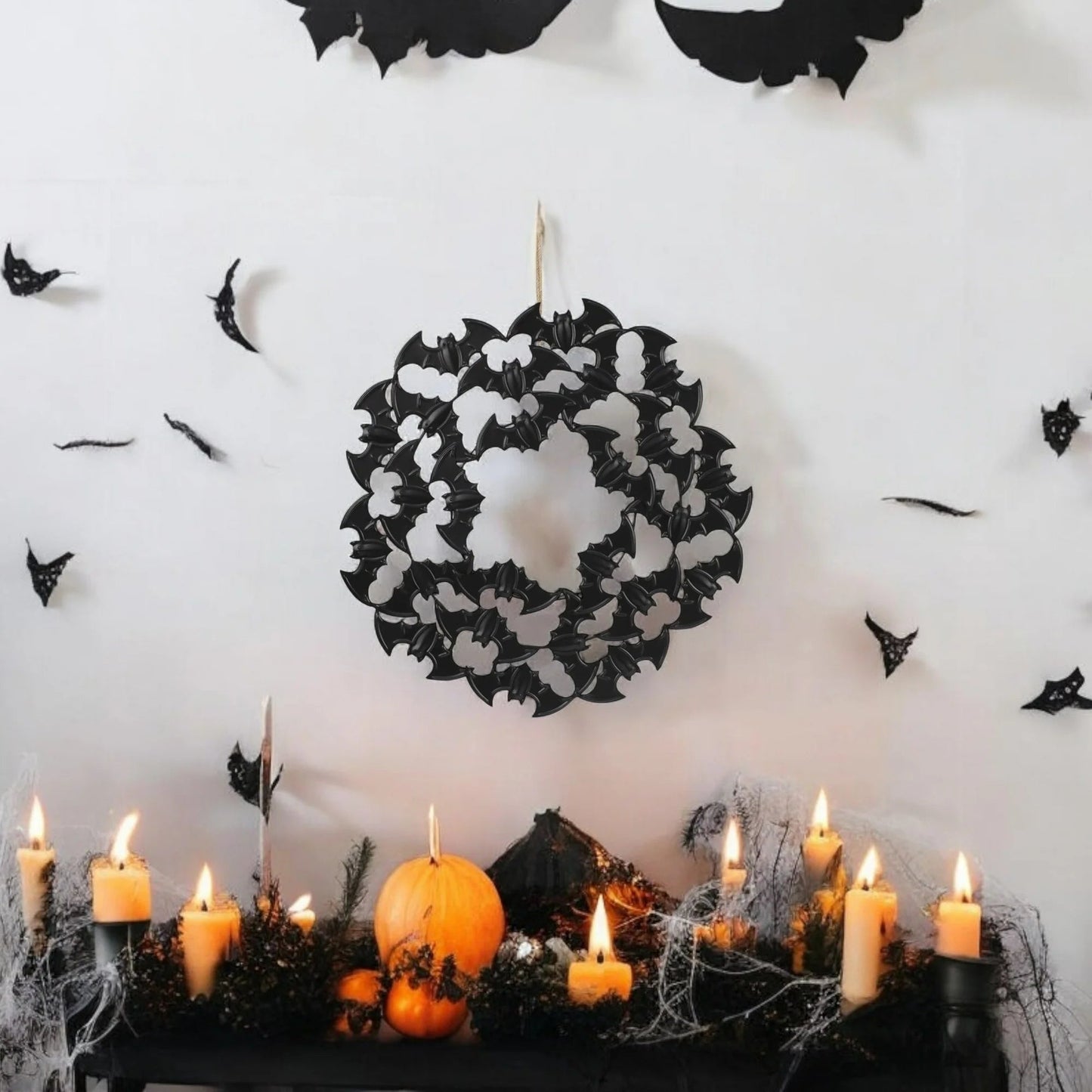 Way to Celebrate 21.50-Inch Black Metal Bat Wreath Décor – Halloween Decoration nirvanaguru