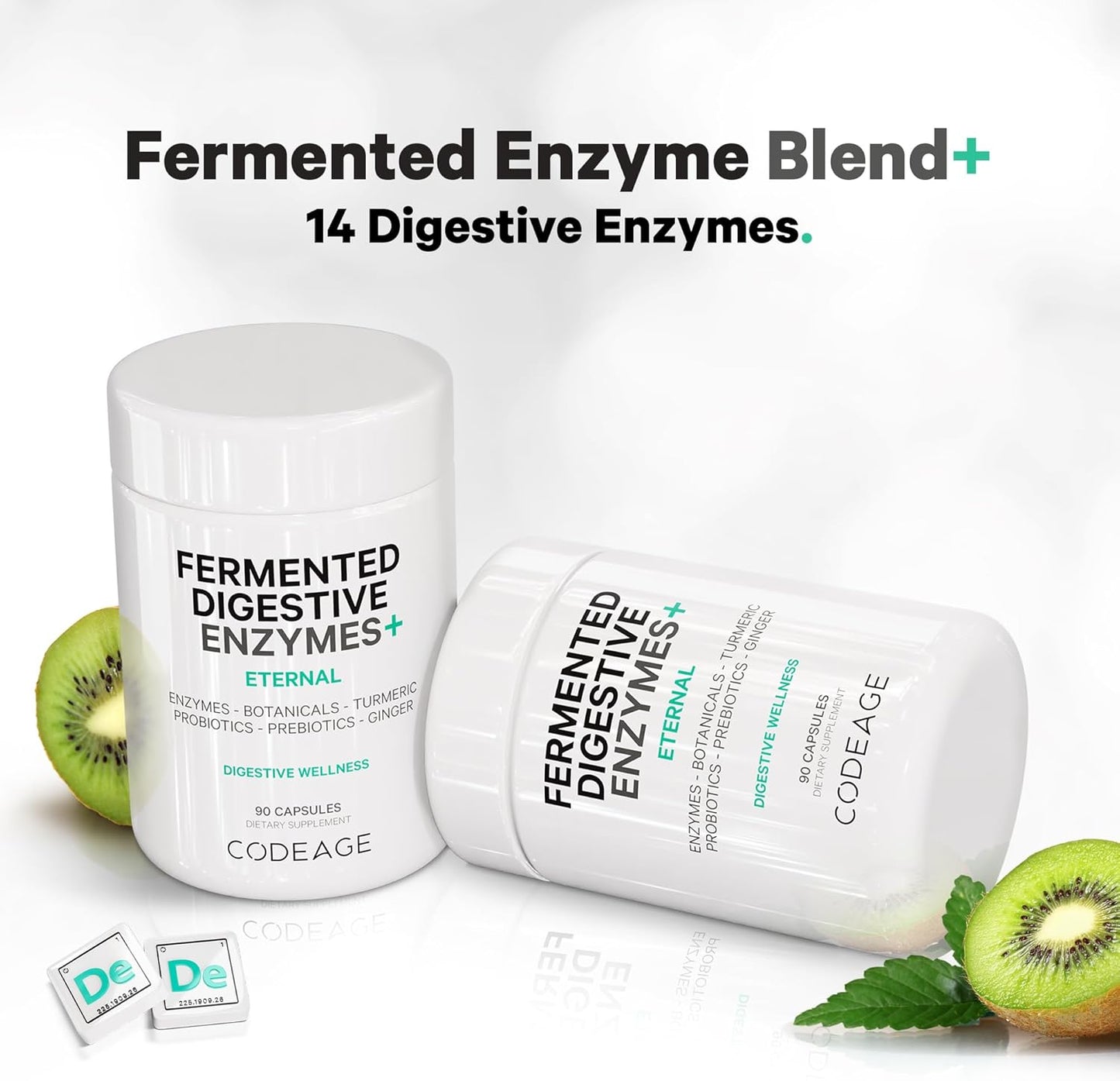 Codeage Fermented Digestive Enzymes Supplement 3-Month Supply - 14 Digestive Enzymes, Probiotics, Prebiotics, Fermented Botanicals, Plant-Based Multi Pancreatic Enzymes - 1 Capsule a Day - 90 Capsules - Nirvana Guru