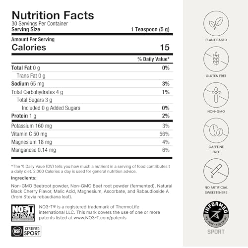 HumanN SuperBeets Sport Endurance Pre Workout Powder – NSF Certified – Nitric Oxide Supplement – Caffeine, Creatine & Stimulant Free Energy – Wild Cherry Flavor, 20 Servings - Nirvana Guru