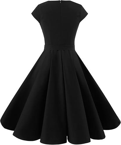 Dressystar Women's Vintage Cap Sleeve A Line Cocktail Party Dress 1950s Retro Rockabilly Prom Swing Dresses nirvanaguru