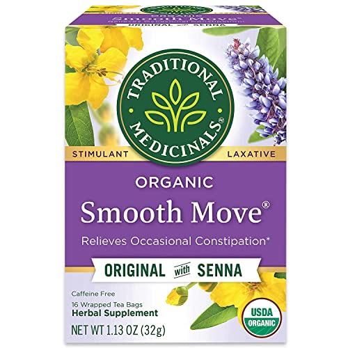 Traditional Medicinals Tea, Organic Smooth Move Peppermint, Relieves Occasional Constipation, Senna, 16 Tea Bags - Nirvana Guru