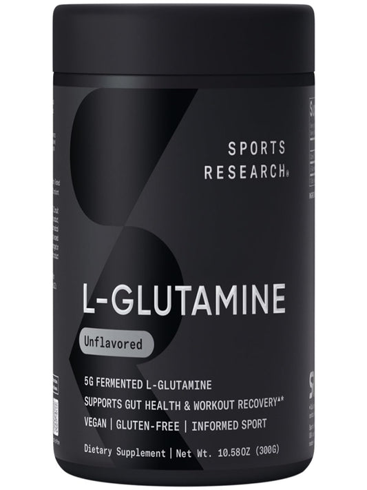 Sports Research L-Glutamine - Workout Recovery, Immune Health & Gut Health Support - 5 G Per Serving - 17.64 Oz - Nirvana Guru