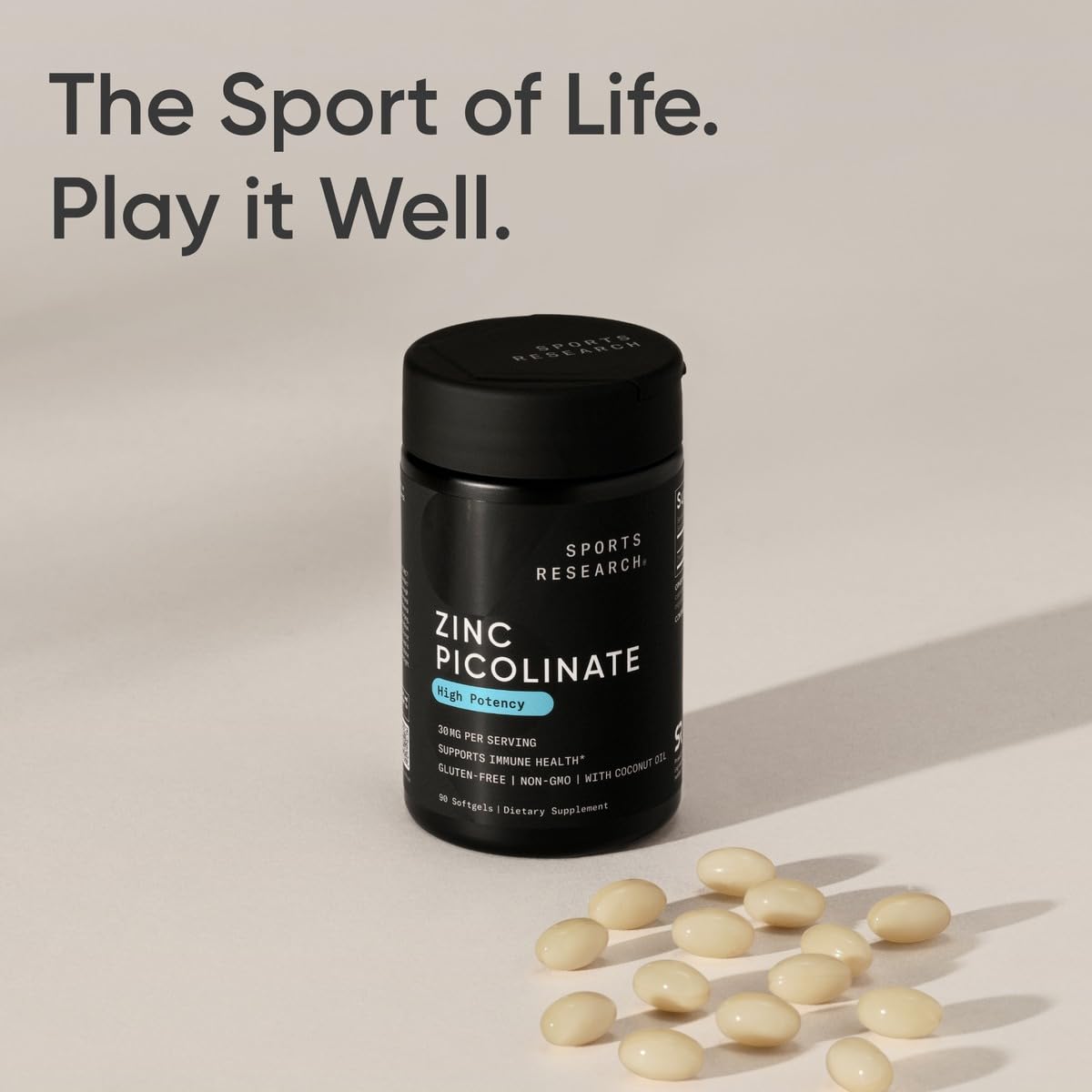 Sports Research Zinc Picolinate 50mg with Organic Coconut Oil | Highly Absorbable Zinc Supplement for Healthy Immune Function - Non-GMO Verified, Gluten & Soy Free (60 Liquid Softgels) - Nirvana Guru