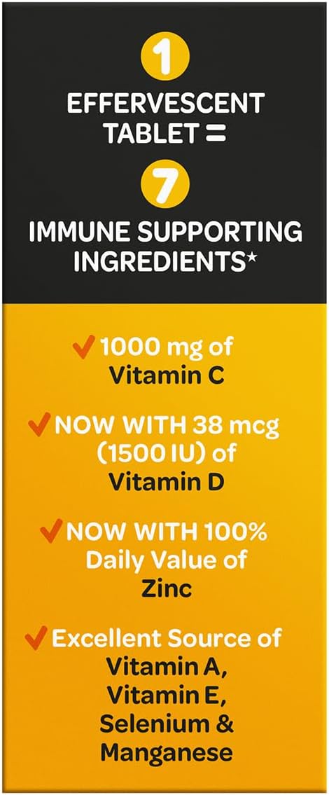 Airborne 1000mg Vitamin C + Zinc Sugar Free Multivitamin Immune Support Effervescent Fizzy Drink Tablets, Zesty Orange Flavor with Powerful Antioxidants Vitamins A C & E, 30 Tablets (3 Pack) Nirvana Guru