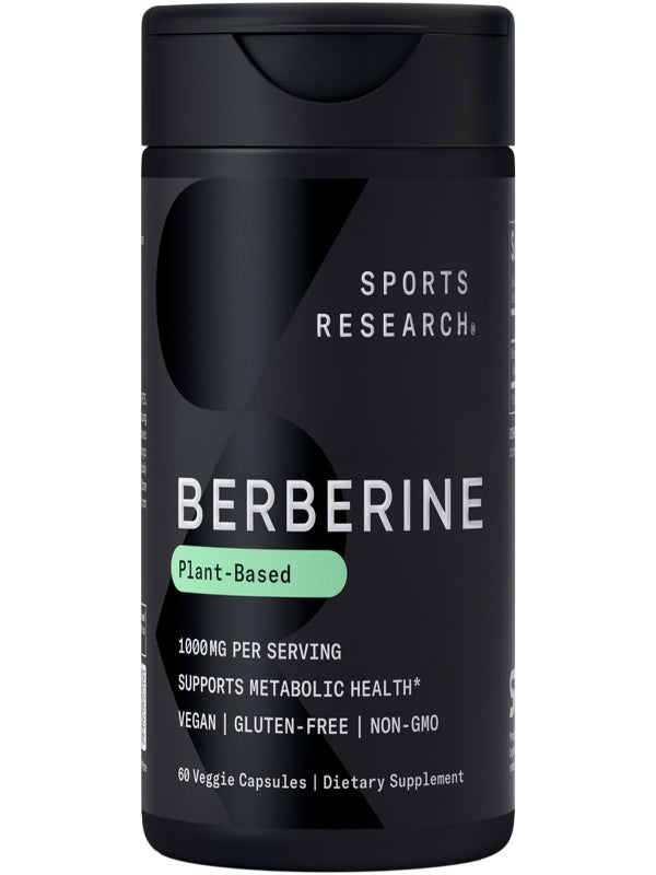 Sports Research Berberine - Herbal Ayurvedic Metabolic Health Support - 500 mg - 60 Capsules - Vegan Certified, Gluten-Free, Non-GMO - Nirvana Guru